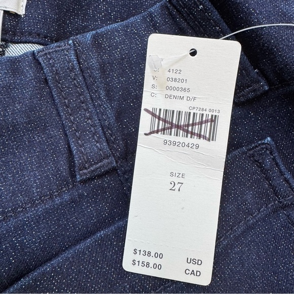 NWT Anthropologie The Colette Sparkle Crop Wide-Leg Jeans Dark Wash Blue 27 - Picture 2 of 13